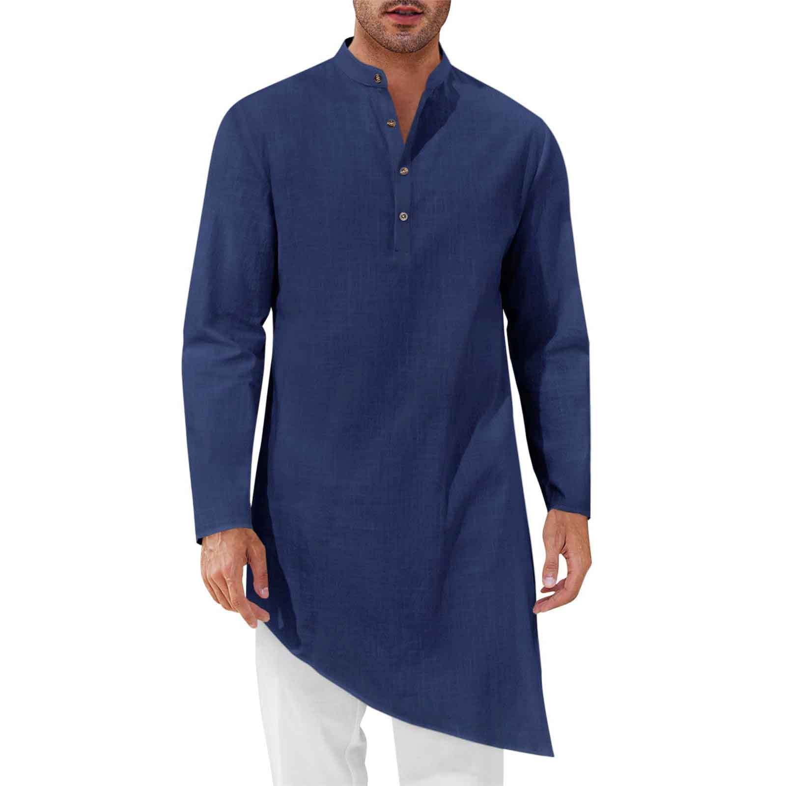 Kurta Men Cotton - Kemeja Panjang Minimalis Pria, Jubah Longgar,