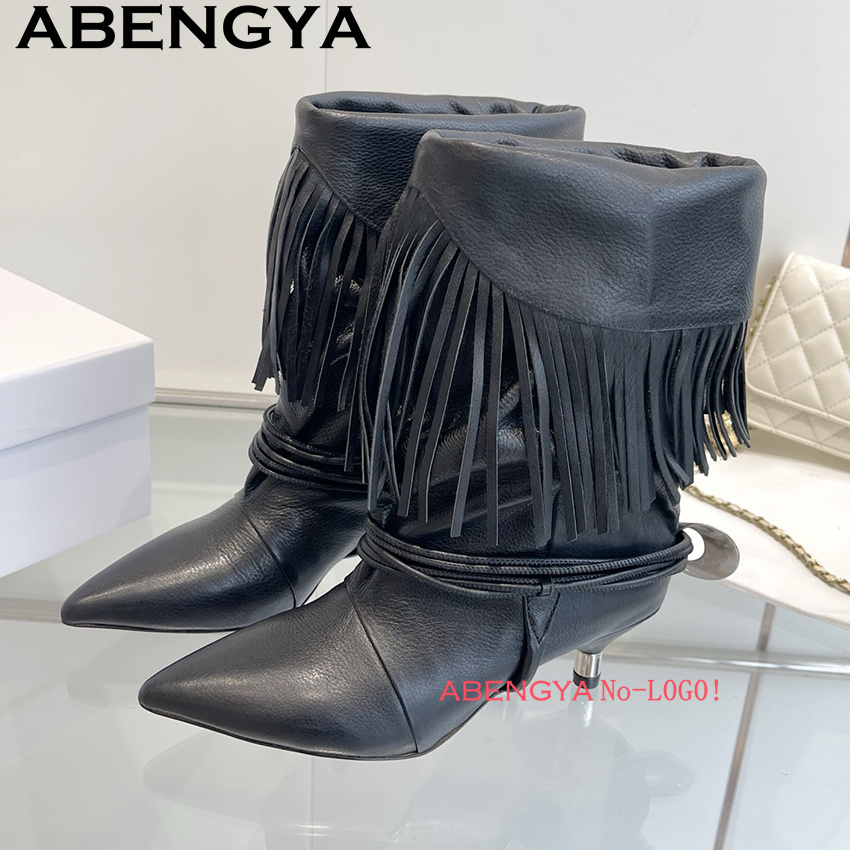 Ethnic Fashion In - Sepatu Chelsea Wanita Desain Rumbai Tepi