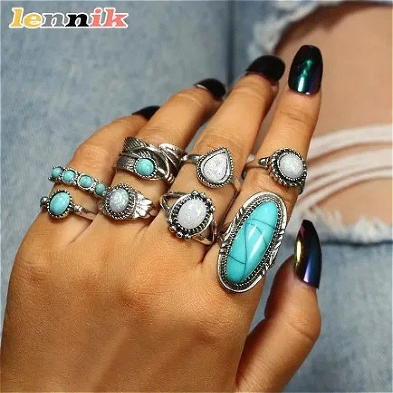 Ethnic Wear Fashion Designer - LENNIK Set Cincin Bulu Pirus Retro