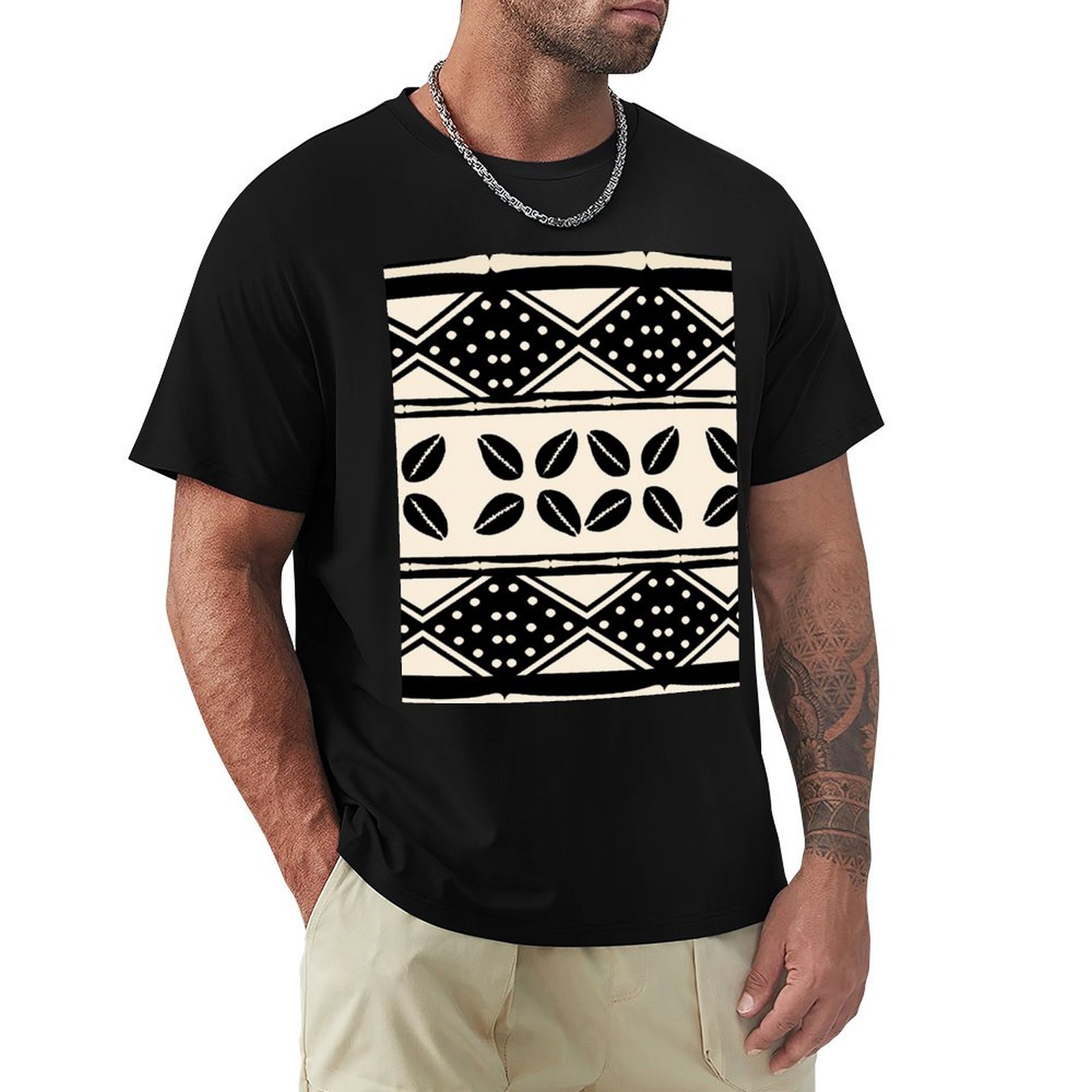 Mudcloth Print Top - Kaos Pola Kain Lumpur Abstrak Afrika,