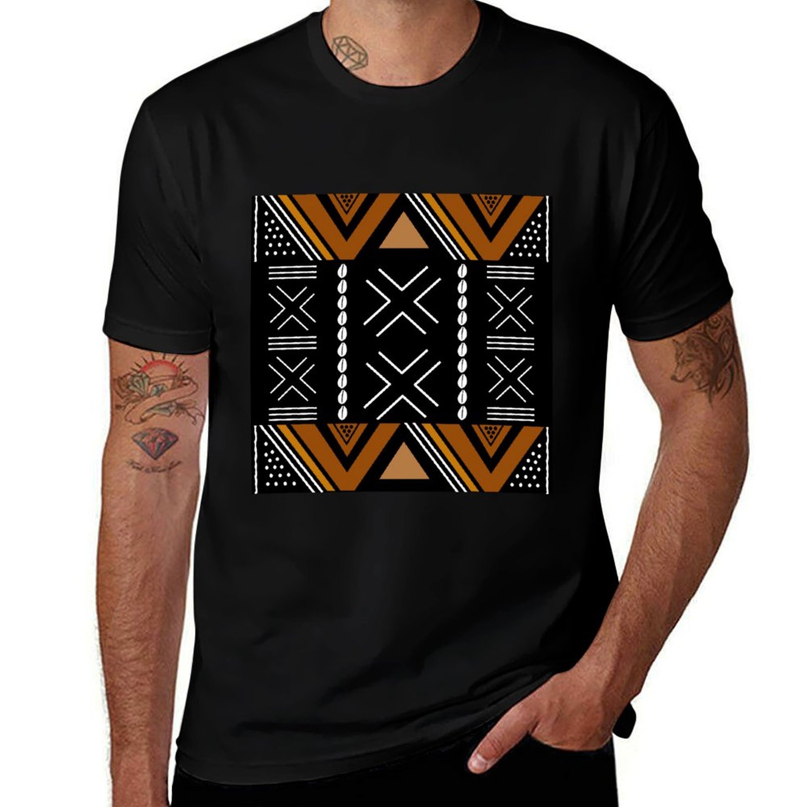 Mudcloth Print Top - Kaos Desain Bogolan Kain Lumpur Afrika