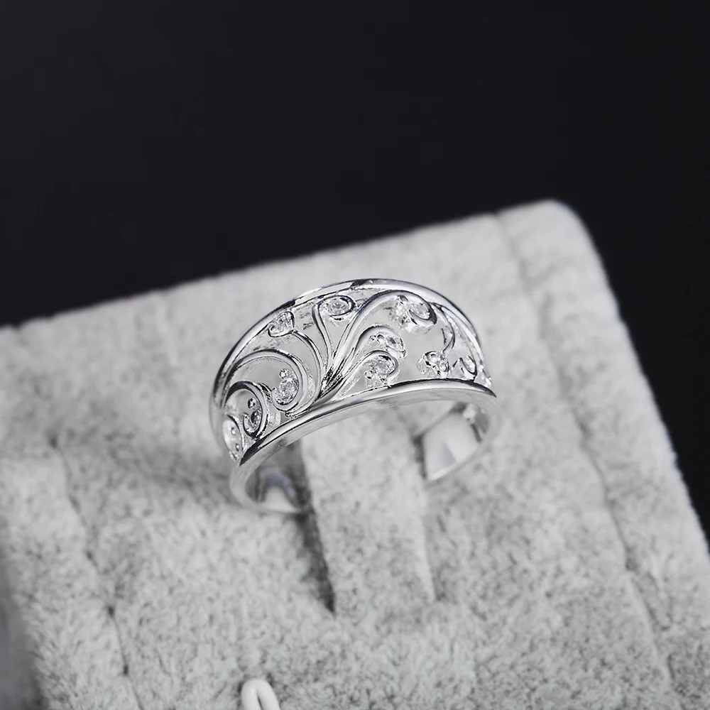 Ethnic Fashion Brands - Cincin Pola Halus Kristal Perak Murni