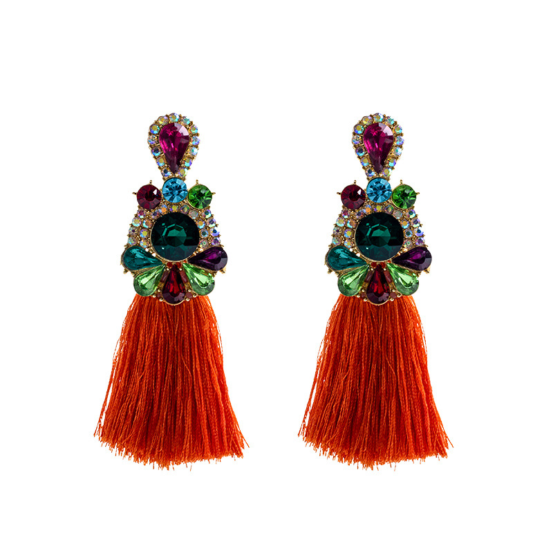 Ethnic Fashion Brands - Anting-anting berlian imitasi warna-warni, berhiaskan kristal,