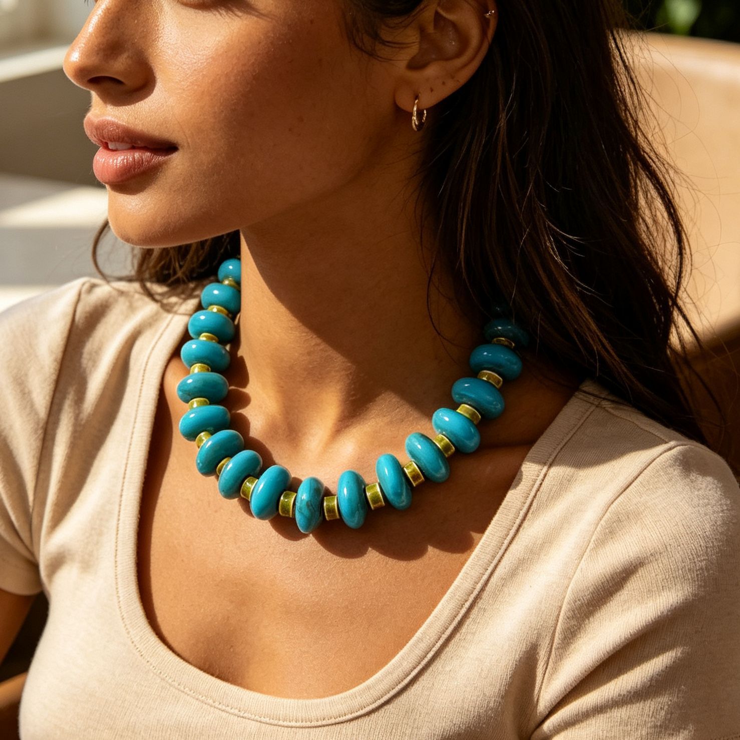 Ethnic Wear Fashion Designer - Kalung manik-manik Maillard yang mewah, gaya