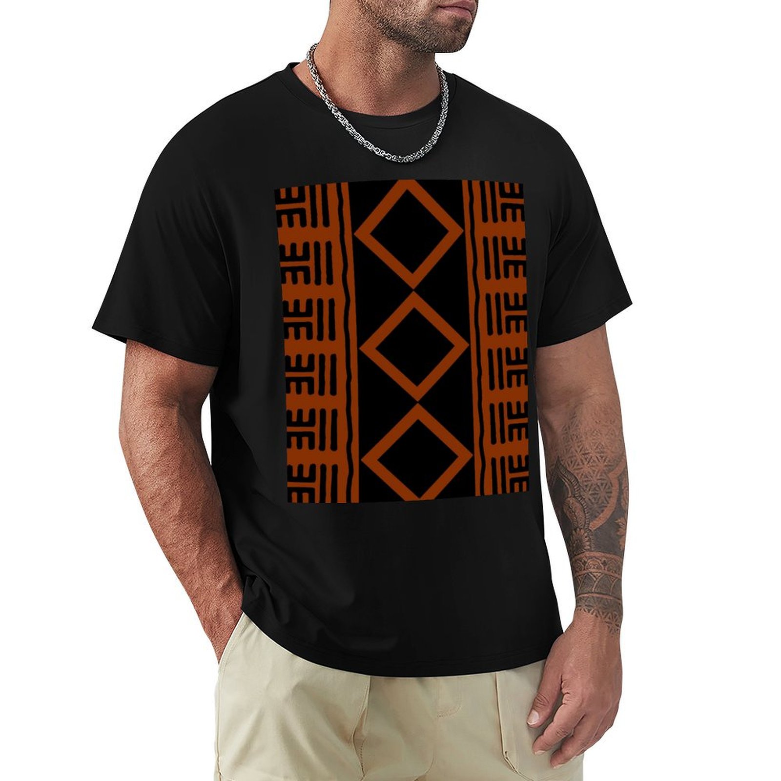 Kaos Katun Campuran Lengan Pen - Mudcloth Print Top ulasan dan harga