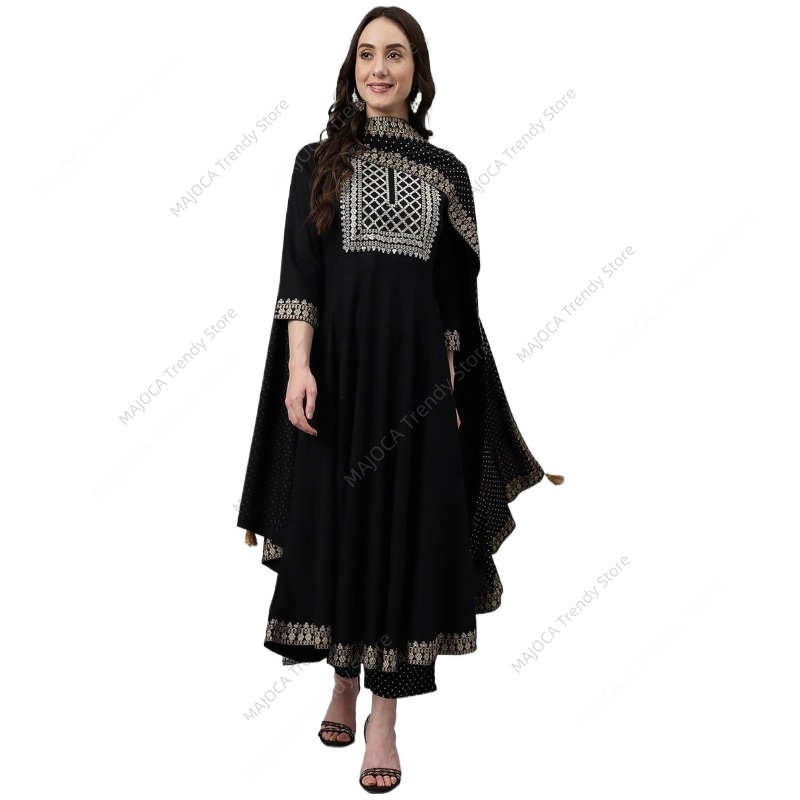 Setelan Kurta Rayon Hitam Wani - Salwar Kameez Set ulasan dan harga