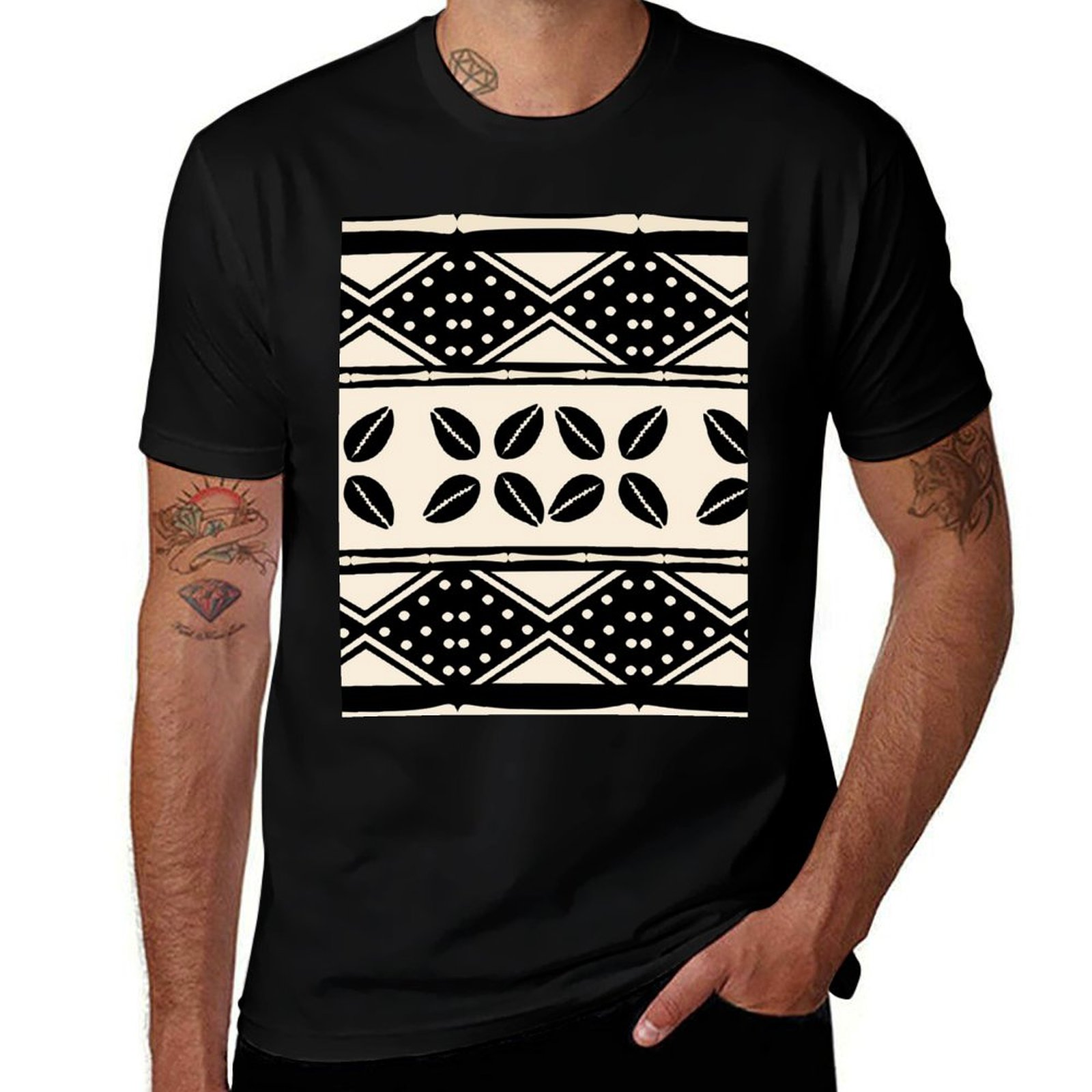 Kaos Polos Motif Kain Lumpur A - Mudcloth Print Top ulasan dan harga
