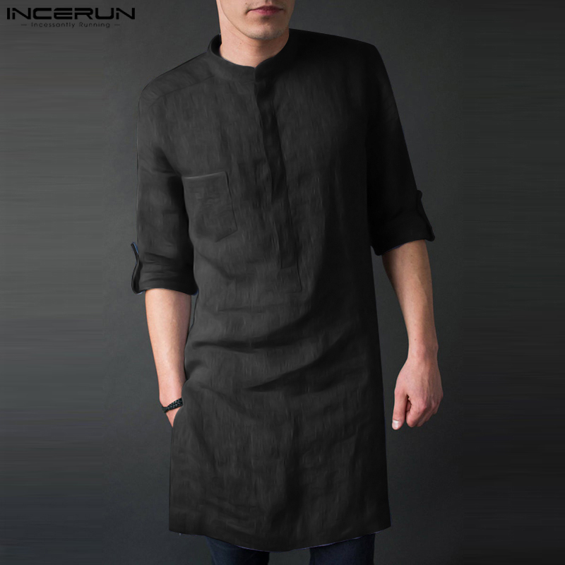 INCERUN kaus Midi lengan panja - Kurta Men Cotton ulasan dan harga