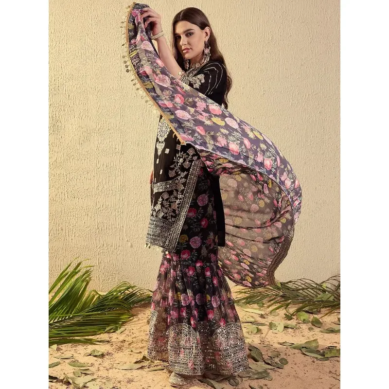 Setelan Georgette Punjabi Bord - Salwar Kameez Set ulasan dan harga
