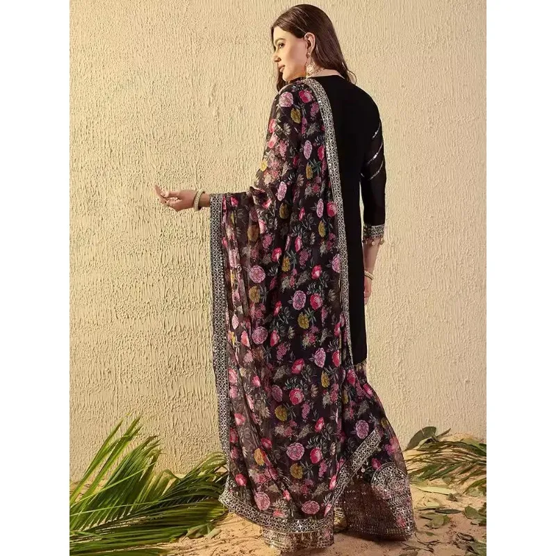 Setelan Georgette Punjabi Bord - Salwar Kameez Set ulasan dan harga